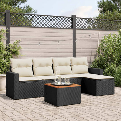 6-Delige Loungeset Met Kussens Poly Rattan Zwart