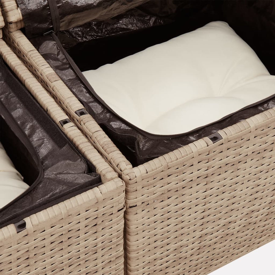 6-Delige Loungeset Met Kussens Poly Rattan Beige