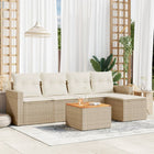 Loungeset 6-delig poly rattan beige