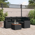 5-Delige Loungeset Met Kussens Poly Rattan Zwart