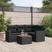 Loungeset 5-delig poly rattan zwart
