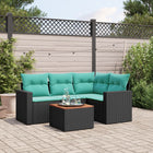 5-Piece Loungeset with Cushions Poly Rattan Black