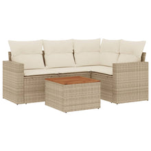 5-Delige Loungeset Met Kussens Poly Rattan Beige