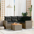 5-piece Loungeset with cushions poly rattan grey