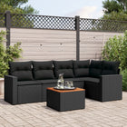 6-piece Lounge Set with cushions poly rattan black