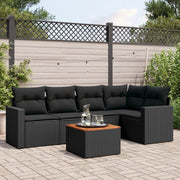 Loungeset 6-delig poly rattan zwart