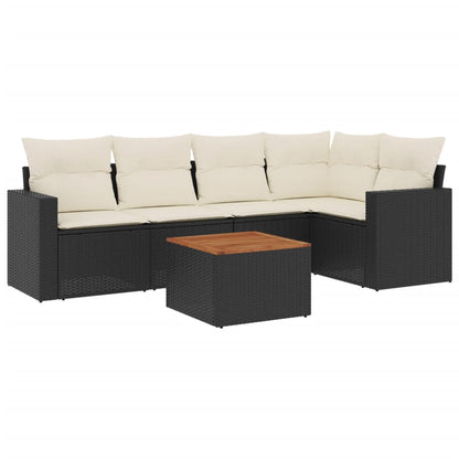 6-Delige Loungeset Met Kussens Poly Rattan Zwart