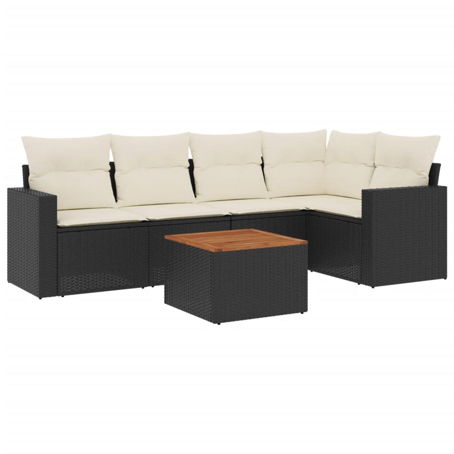 6-Delige Loungeset Met Kussens Poly Rattan Zwart