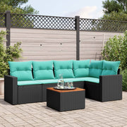 Loungeset 6-delig poly rattan zwart
