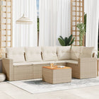 6-piece Lounge Set with cushions poly rattan beige