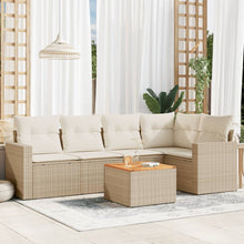 6-Delige Loungeset Met Kussens Poly Rattan Beige