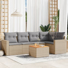 6-piece Lounge Set with Cushions Poly Rattan Mixed Beige