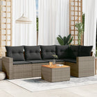 6-piece Lounge Set with Cushions Poly Rattan Grey