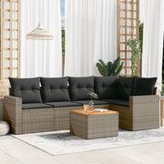 Loungeset 6-delig poly rattan grijs