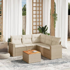 6-piece Lounge Set with cushions poly rattan beige