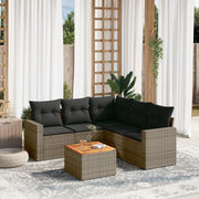 Loungeset 6-delig poly rattan grijs