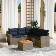 Loungeset 6-delig poly rattan grijs