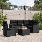 6-piece Lounge Set with cushions poly rattan black