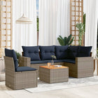 6-piece Lounge Set with Cushions Poly Rattan Grey