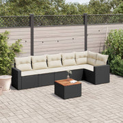 Loungeset 7-delig poly rattan zwart met opbergruimte