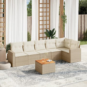 Loungeset 7-delig poly rattan beige