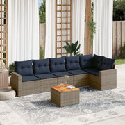 7-piece Lounge Set with Cushions poly rattan grey