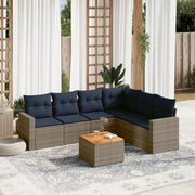 Loungeset 7-delig poly rattan grijs