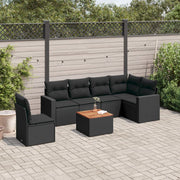 Loungeset 7-delig poly rattan zwart