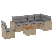 7-Delige Loungeset Met Kussens Poly Rattan Gemengd Beige