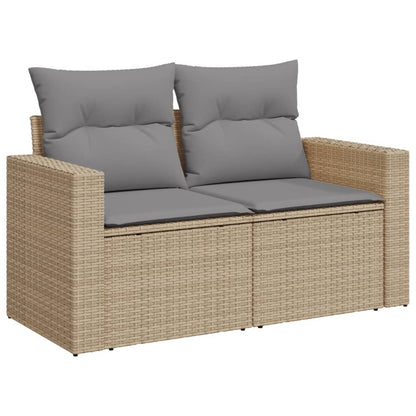 7-Delige Loungeset Met Kussens Poly Rattan Gemengd Beige