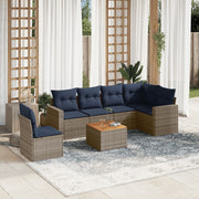 Loungeset 7-delig poly rattan grijs