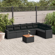 Loungeset 8-delig poly rattan zwart