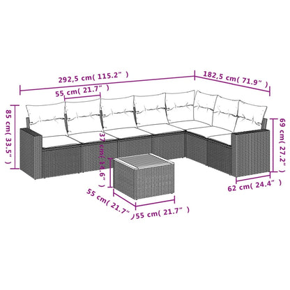 8-Delige Loungeset Met Kussens Poly Rattan Gemengd Beige