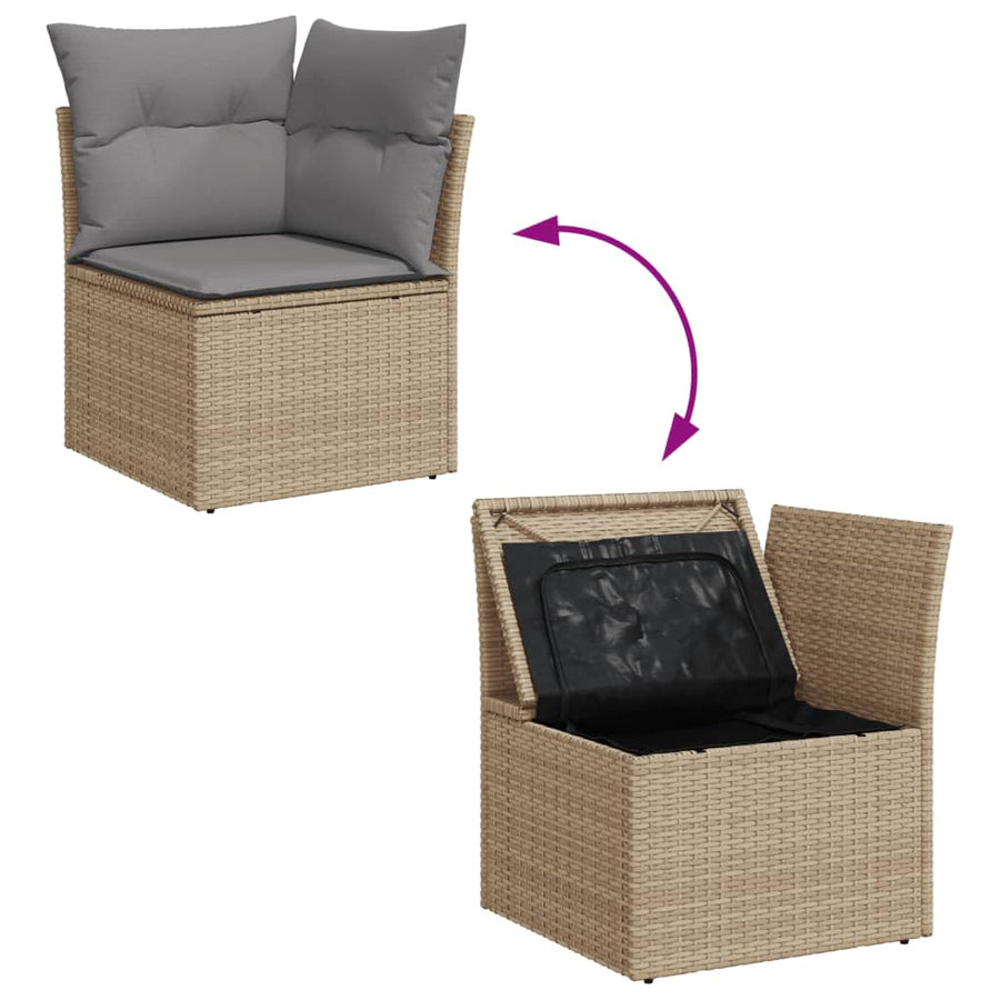 8-Delige Loungeset Met Kussens Poly Rattan Gemengd Beige