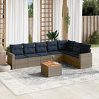 8-piece Lounge Set with Cushions Poly Rattan Grey