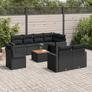 Loungeset 9-delig poly rattan zwart