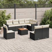 Loungeset 9-delig poly rattan zwart