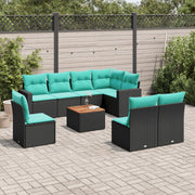Loungeset 9-delig poly rattan zwart