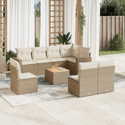 Loungeset 9-delig poly rattan beige