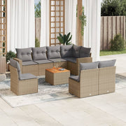 Loungeset 9-delig poly rattan gemengd beige