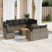 Loungeset 9-delig poly rattan grijs
