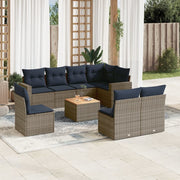 Loungeset 9-delig poly rattan grijs