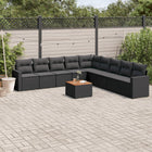 10-Delige Loungeset Met Kussens Poly Rattan Zwart