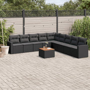 Loungeset 10-delig poly rattan zwart