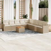 Loungeset 10-delig poly rattan beige