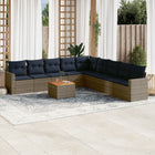10-piece Lounge Set with Cushions Poly Rattan Grey