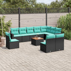 11-piece Lounge Set with Cushions Poly Rattan Black