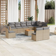 11-piece Lounge Set with Cushions Polyrattan Mixed Beige
