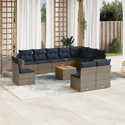 Loungeset 11-delig poly rattan grijs