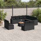 12-piece lounge set with cushions poly rattan black